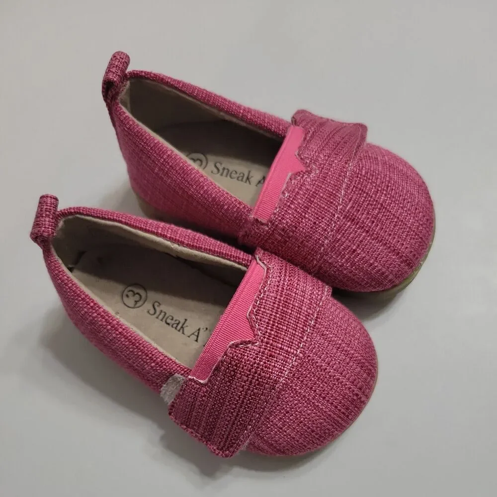 Sneak A Peek Baby Girl 3 Shoes Round Toe Slip On Pink Squeak Sneakers No Whistle